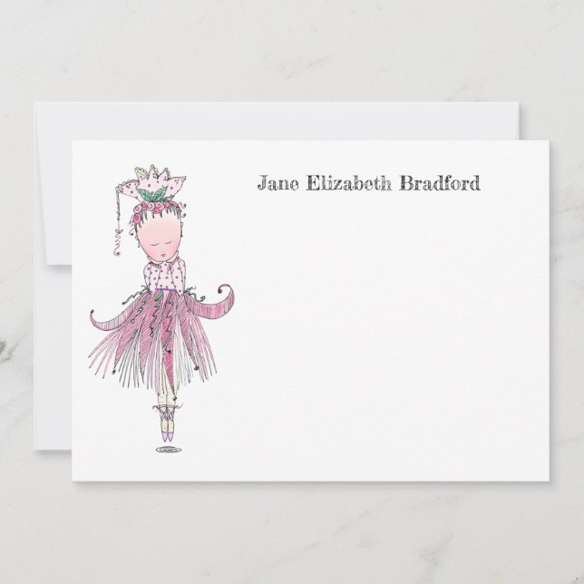 Little Ballerina pink Personalisiert Dankeskarte (Vorderseite)