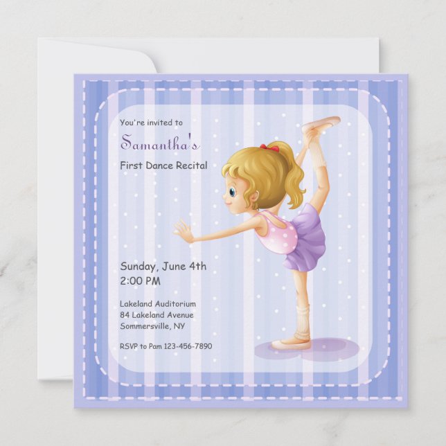 Little Ballerina Tanz Einladungen (Vorderseite)