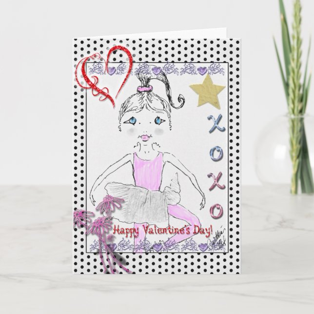 Little Ballerina "XOXO" Feiertagskarte (Vorderseite)