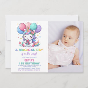 Little Ballons Unicorn Anniversaire Invitations ph