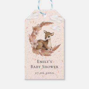 Little Bambi & Blume Pastel Pink Baby Geburtstag Geschenkanhänger
