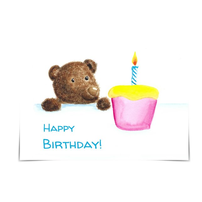 Little Bären Craving Pink Birthday Cupcake Card Karte (Von Creator hochgeladen)