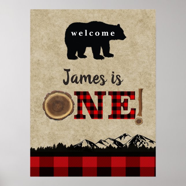 Little Bären Flannel Lumberjack Begrüßungszeichen Poster (Vorne)