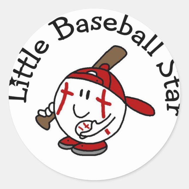 Little Baseball Star Tshirts und Geschenke Runder Aufkleber (Vorderseite)