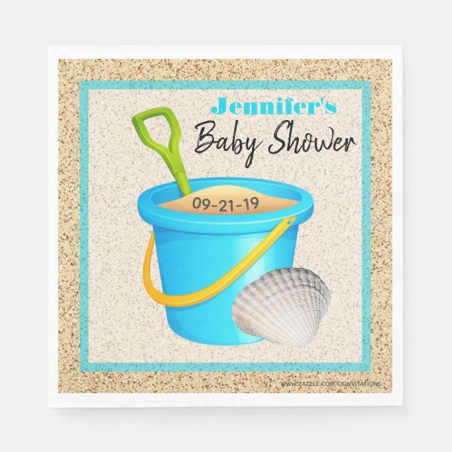 Little Beach Baby Aquamarin Blue Sand Pail Baby Du Serviette (Vorderseite)