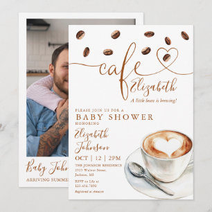 Little Bean Coffee Cafe Foto Baby Shower Einladung