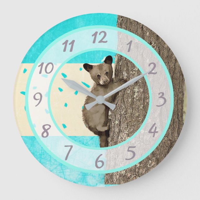 Little Bear children's or baby nursery Große Wanduhr (Vorderseite)
