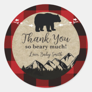 Little Bear Flannel Lumberjack Vielen Dank Runder Aufkleber