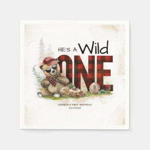 Little Bear Lumberjack Wild One Birthday Serviette