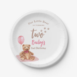 Little Bear Pink Any Age Birthday Pappteller