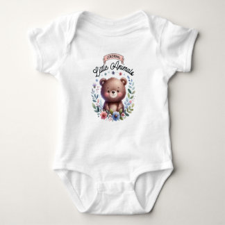 little bear print animals baby strampler