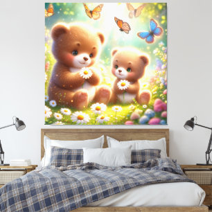 Little Bears Daisies 2 Leinwanddruck