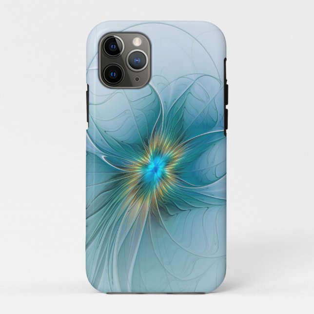 Little Beauty Modern Blue Gold Fraktal Blume Case-Mate iPhone Hülle (Rückseite)