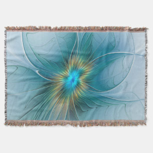 Little Beauty Modern Blue Gold Fraktal Blume Decke