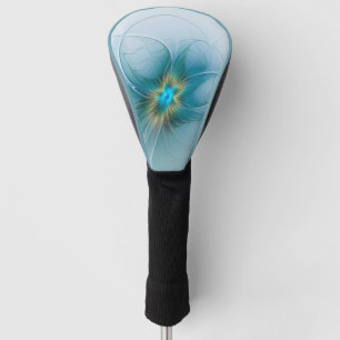 Little Beauty Modern Blue Gold Fraktal Blume Golf Headcover