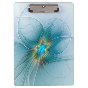 Little Beauty Modern Blue Gold Fraktal Blume Klemmbrett