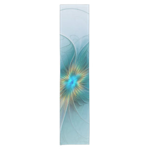 Little Beauty Modern Blue Gold Fraktal Blume Kurzer Tischläufer