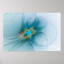 Little Beauty Modern Blue Gold Fraktal Blume