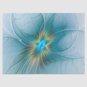 Little Beauty Modern Blue Gold Fraktal Blume Seidenpapier