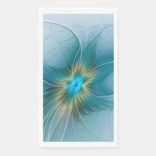 Little Beauty Modern Blue Gold Fraktal Blume Serviette