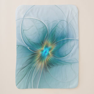 Little Beauty Modern Blue Gold Fraktal Blume Sherpadecke