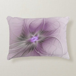 Little Beauty Modern Mauve Gray Fraktal Blume Dekokissen