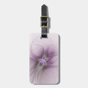 Little Beauty Modern Mauve Gray Fraktal Blume Gepäckanhänger