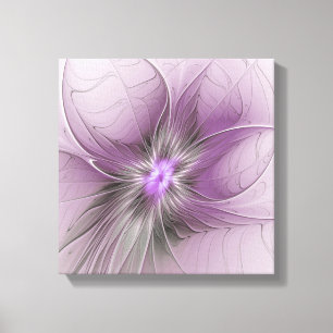 Little Beauty Modern Mauve Gray Fraktal Blume Leinwanddruck