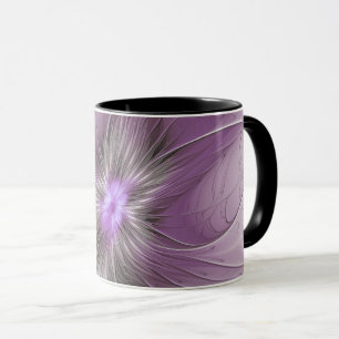 Little Beauty Modern Mauve Gray Fraktal Blume Tasse
