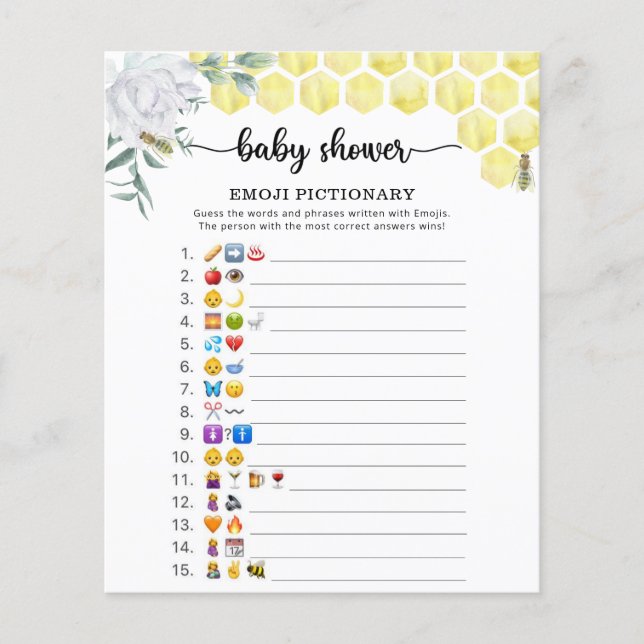 Little Bee Baby Dusche Emoji Picktionary (Vorderseite)