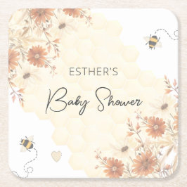 Little Bee Honey Boho Wildblume Baby Shower Rechteckiger Pappuntersetzer