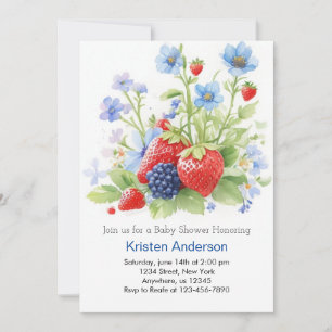 Little Berry's Blue Adventure Boy Baby Shower Einladung