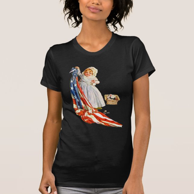 Little Betsy Ross und die amerikanische Flagge T-Shirt (Vorderseite)