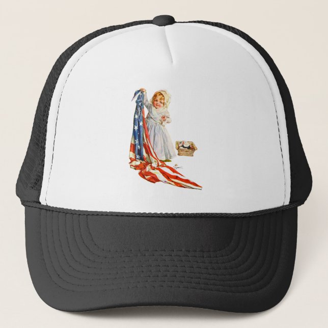 Little Betsy Ross und die amerikanische Flagge Truckerkappe (Vorderseite)