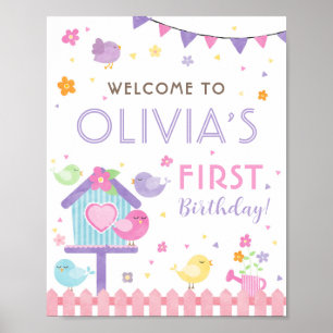 Little Bird Birthday Party Begrüßungszeichen Poster