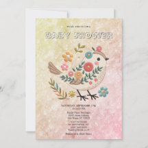 Little Bird Blätter Blume Pink Baby Dusche