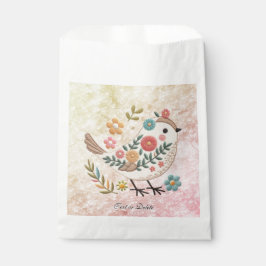 Little Bird Blätter Blume Pink Gefälligkeitsflagge Geschenktütchen