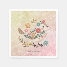 Little Bird Blätter Blume Rosa Napkins Serviette
