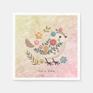 Little Bird Blätter Blume Rosa Napkins Serviette