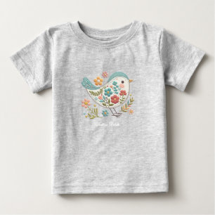 Little Bird Blue Pink Blume Baby T - Shirt