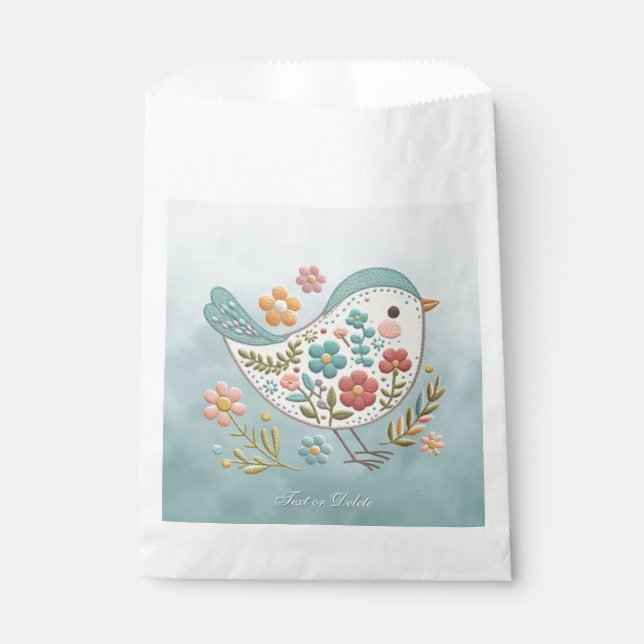 Little Bird Blue Pink Blume bevorzugen Taschen Geschenktütchen (Vorderseite)