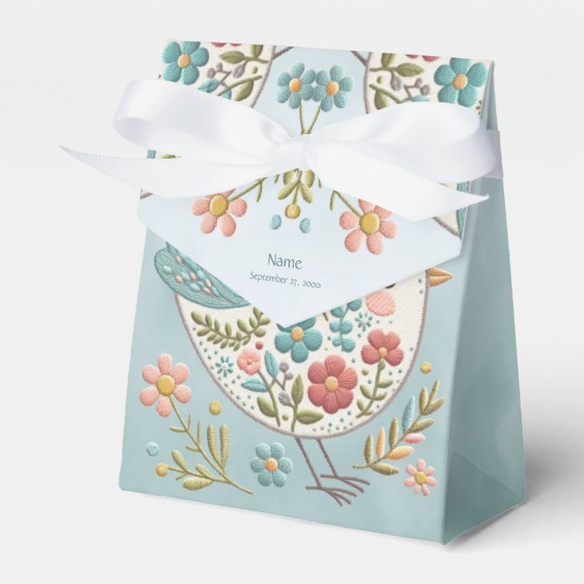 Little Bird Blue Pink Blume Gefälligkeitsbox Geschenkschachtel (Vorderseite)