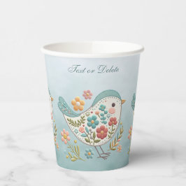 Little Bird Blue Pink Blume Paper Cups Pappbecher