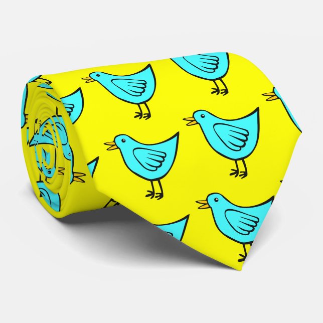 Little Bird - Eisblau mit Gelb Krawatte (Gerollt)