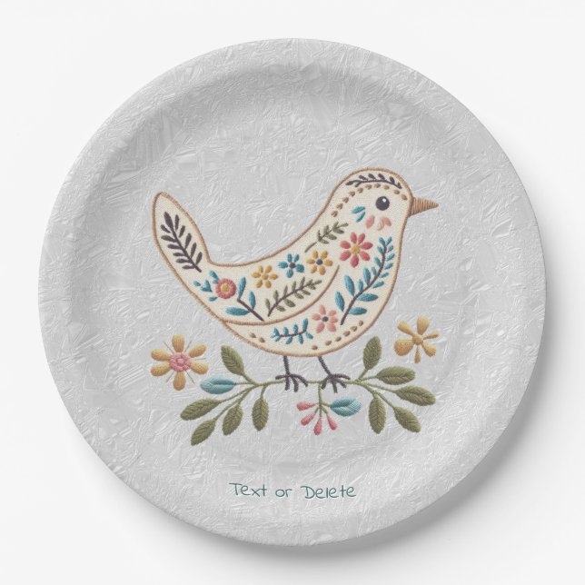 Little Bird farbenfrohe Blumenpapierplatte Pappteller (Vorderseite)