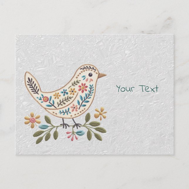 Little Bird farbenfrohe florale Postkarte (Vorderseite)