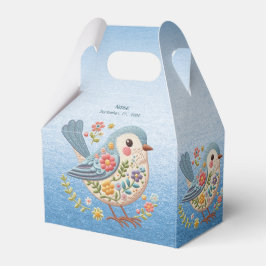 Little Bird Floral Embroidery Blue Favor Box Geschenkschachtel