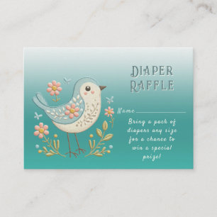 Little Bird Floral Embroidery Green Baby Dusche Begleitkarte
