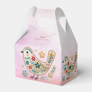 Little Bird Floral Embroidery Pink Fevor Box Geschenkschachtel