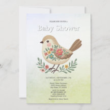 Little Bird Floral Gold Baby Dusche